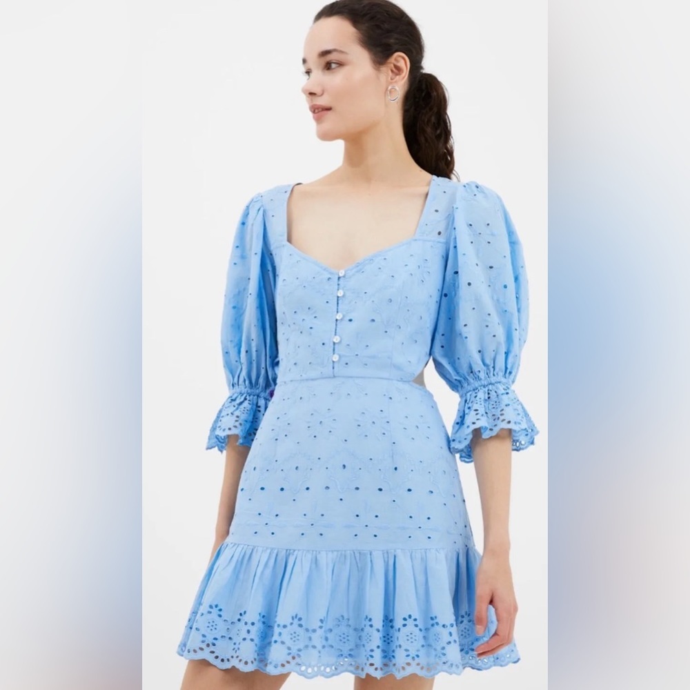 FRENCH CONNECTION CILLA BRODERIE CUT OUT MINI DRESS